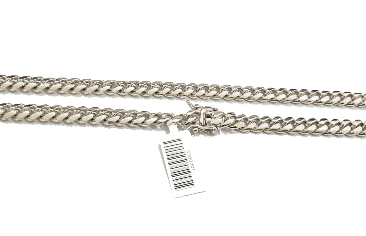 Real 10k Solid White Gold Necklace Miami Cuban Chain 7mm 24" inch 10kt Unisex - GoldenlinQ