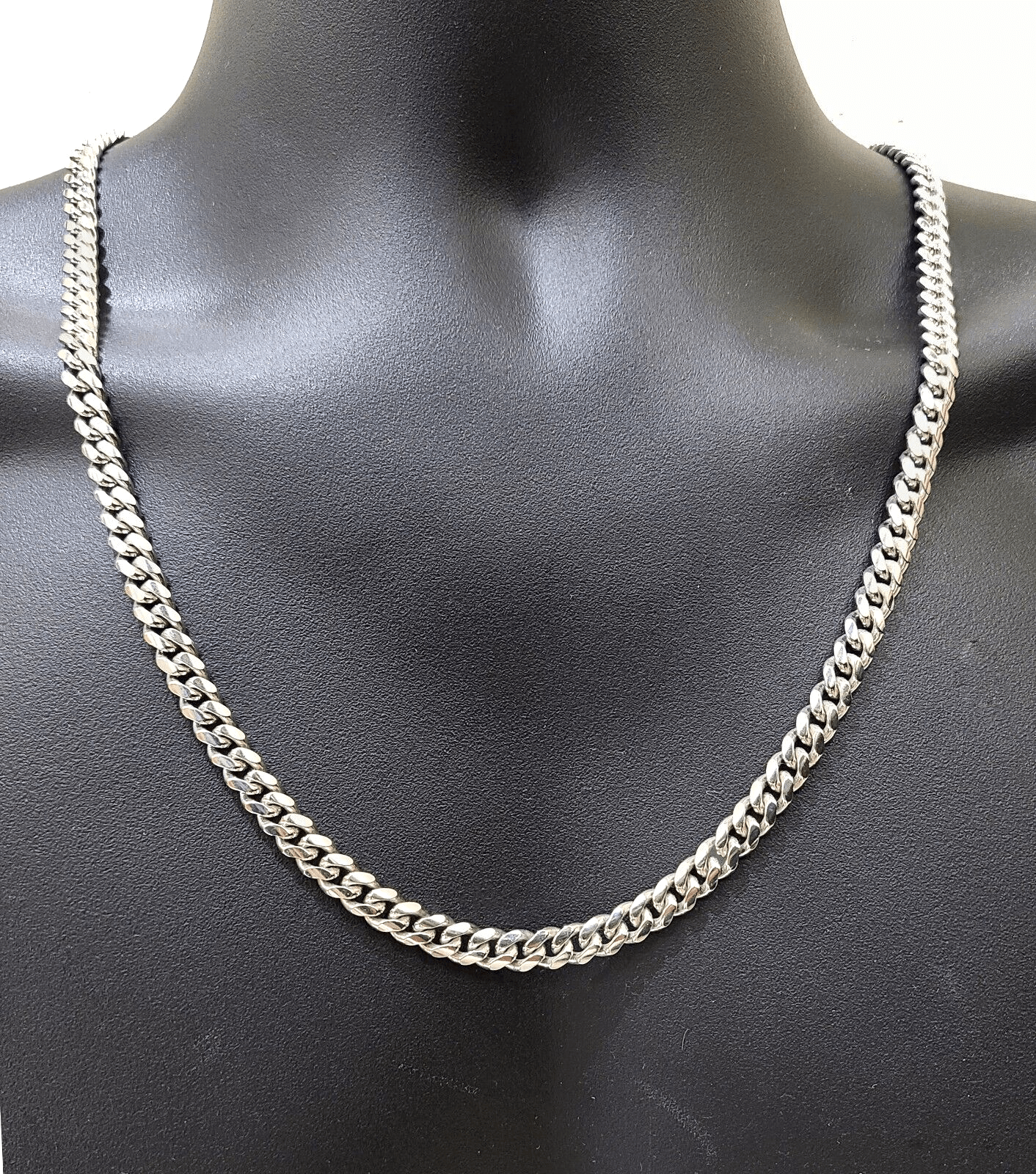 Real 10k Solid White Gold Necklace Miami Cuban Chain 7mm 26" inch 10kt Unisex - GoldenlinQ