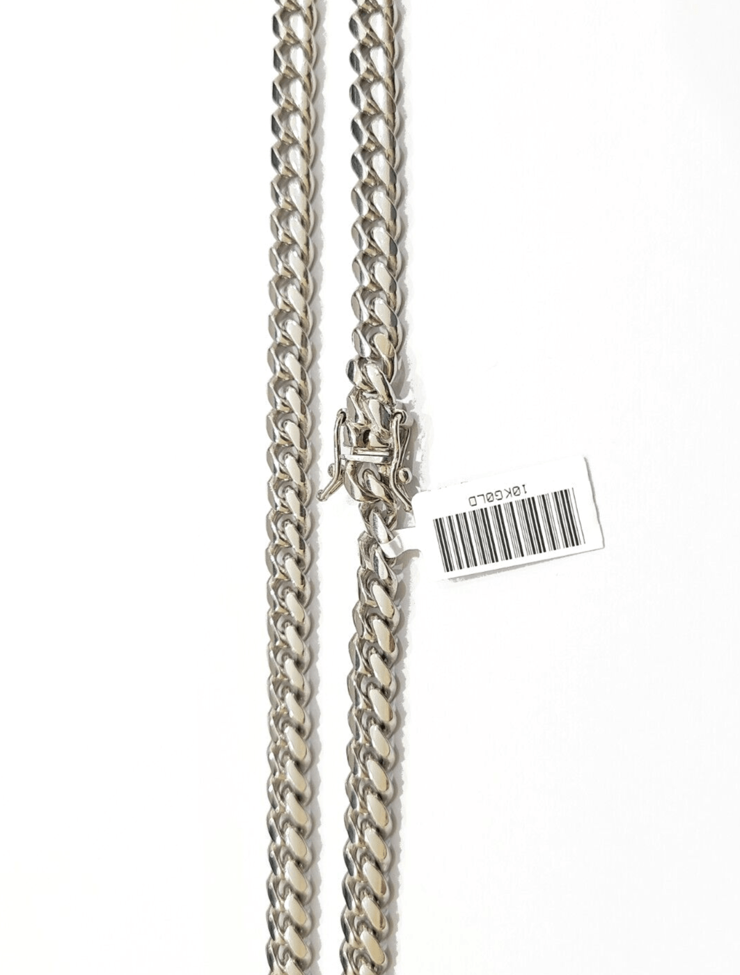 Real 10k Solid White Gold Necklace Miami Cuban Chain 7mm 26" inch 10kt Unisex - GoldenlinQ