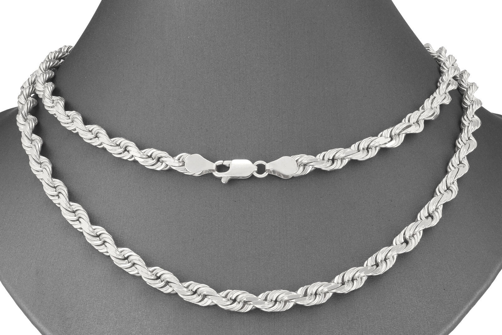 Real 10K Solid White Gold Rope Chain 6mm Necklace 22'' Inches Lobster Lock 10kt - GoldenlinQ