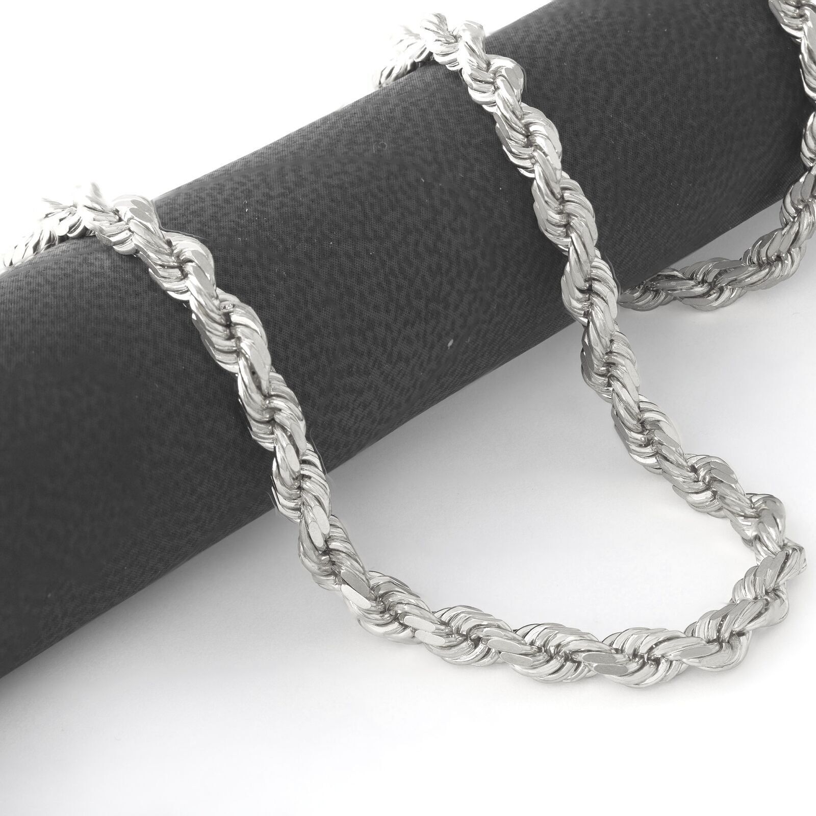 Real 10K Solid White Gold Rope Chain 6mm Necklace 22'' Inches Lobster Lock 10kt - GoldenlinQ