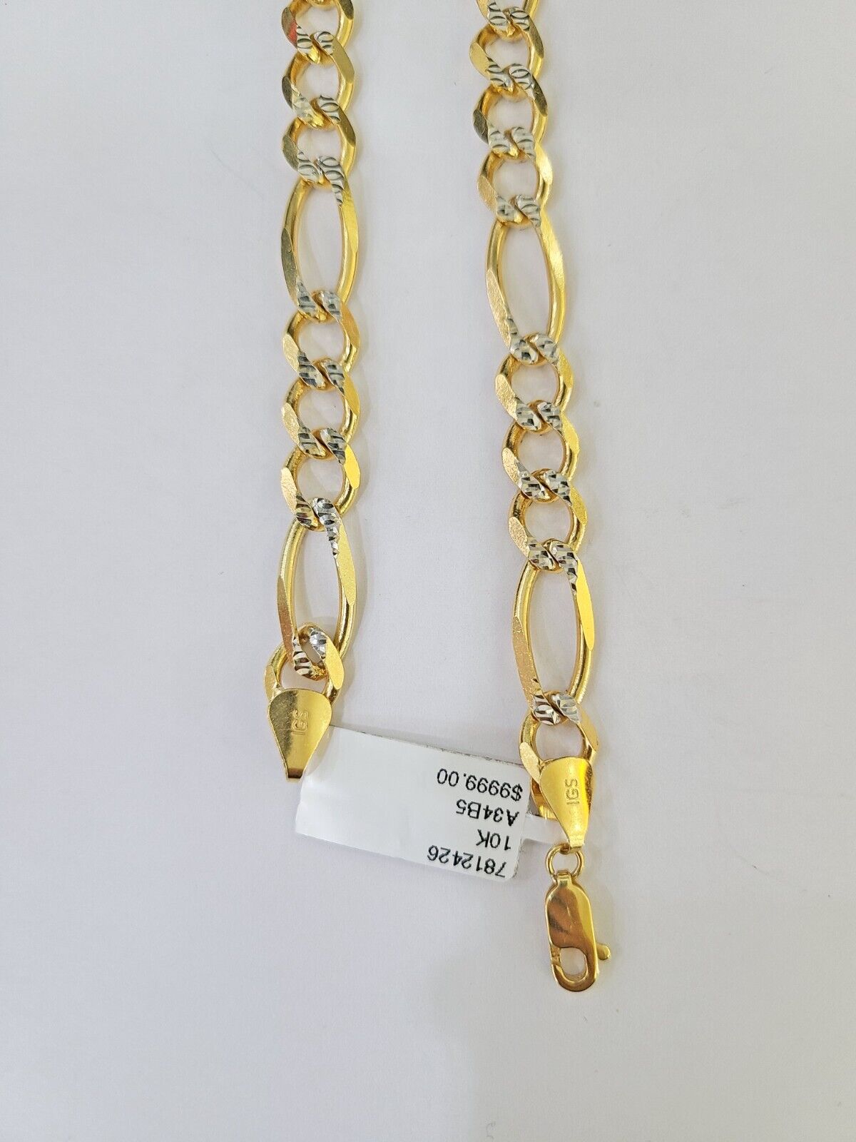 Real 10k Solid Yellow Gold Figaro Link Chain 8mm 22 Inch Diamond Cut Necklace - GoldenlinQ