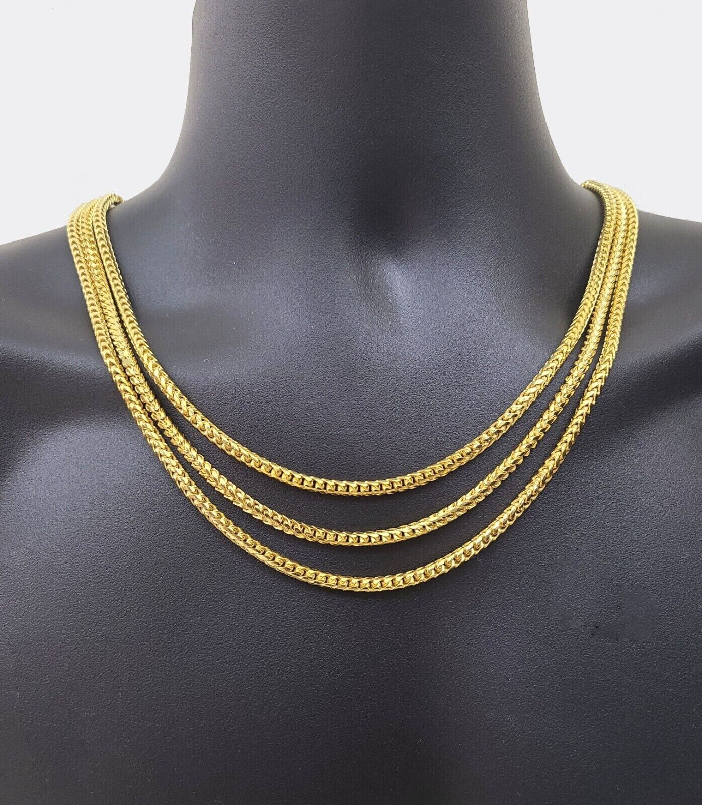 Real 10K Solid Yellow Gold Franco Chain 4mm Necklace 22 - 26'' inches Lobster Lock - GoldenlinQ