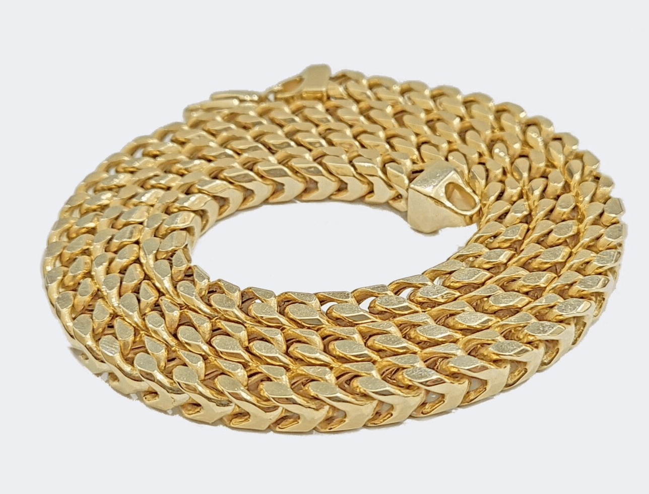 Real 10k Solid Yellow Gold Franco Chain 7mm 26" Inch 10kt Necklace Lobster Lock - GoldenlinQ