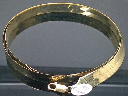 Real 10k Solid Yellow Gold Herringbone chain Necklace 10 mm 20 Inch 10kt Gold - GoldenlinQ