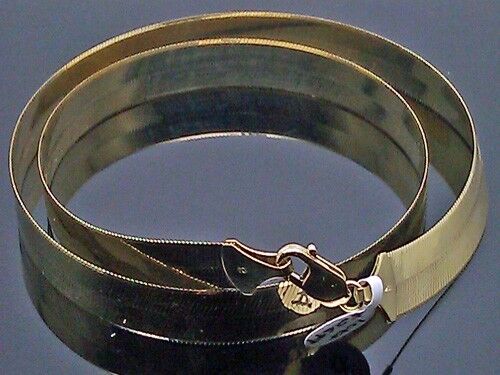 Real 10k Solid Yellow Gold Herringbone chain Necklace 10 mm 20 Inch 10kt Gold - GoldenlinQ