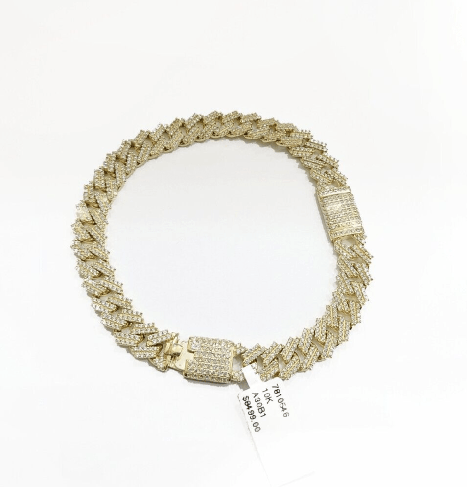 Real 10k Solid Yellow Gold Miami Cuban Bracelet 9" Inch 10mm Box Lock - GoldenlinQ