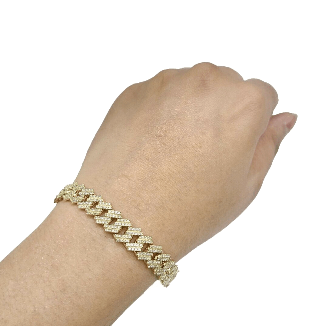 Real 10k Solid Yellow Gold Miami Cuban Bracelet 9" Inch 10mm Box Lock - GoldenlinQ