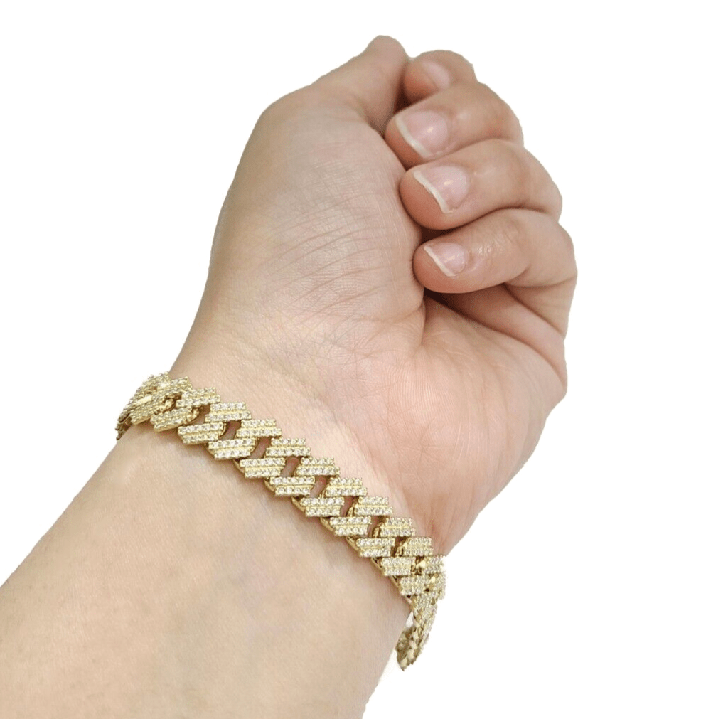 Real 10k Solid Yellow Gold Miami Cuban Bracelet 9" Inch 10mm Box Lock - GoldenlinQ
