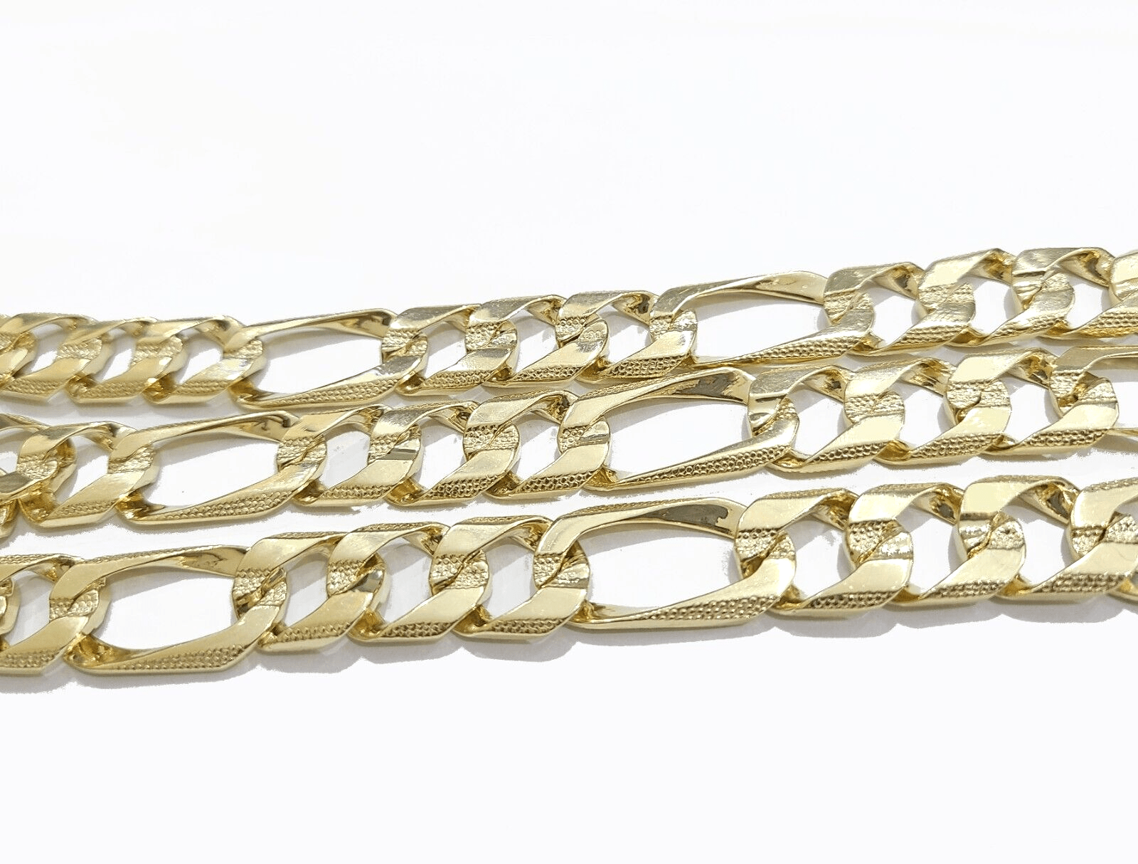 Real 10k Solid Yellow Gold Necklace 13mm Figaro Chain 26'' Inches Lobster Lock - GoldenlinQ