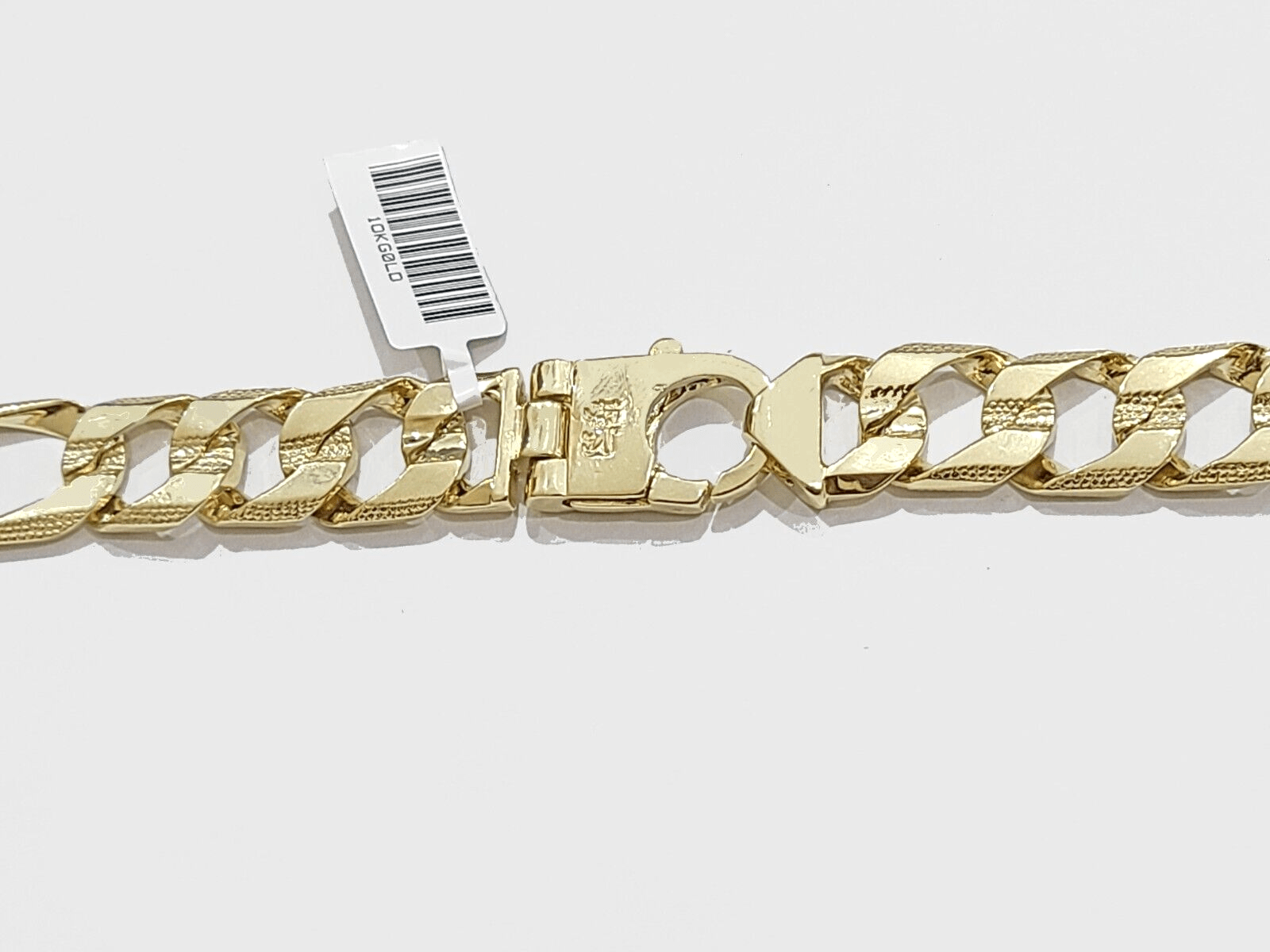 Real 10k Solid Yellow Gold Necklace 13mm Figaro Chain 26'' Inches Lobster Lock - GoldenlinQ