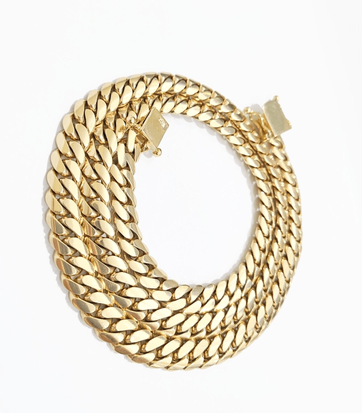 Real 10k Solid Yellow Gold Necklace Miami Cuban Chain 9mm 24" inch 10kt Unisex - GoldenlinQ