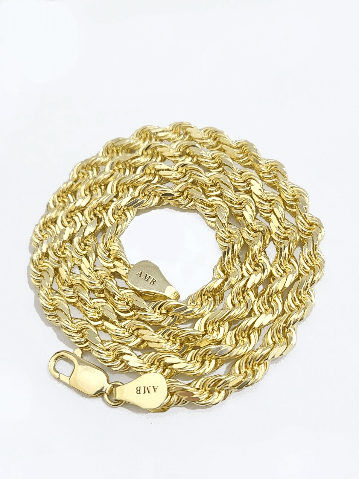 Real 10k Solid Yellow Gold Necklace Rope Chain 6mm 24" inch 10kt Unisex Chain - GoldenlinQ