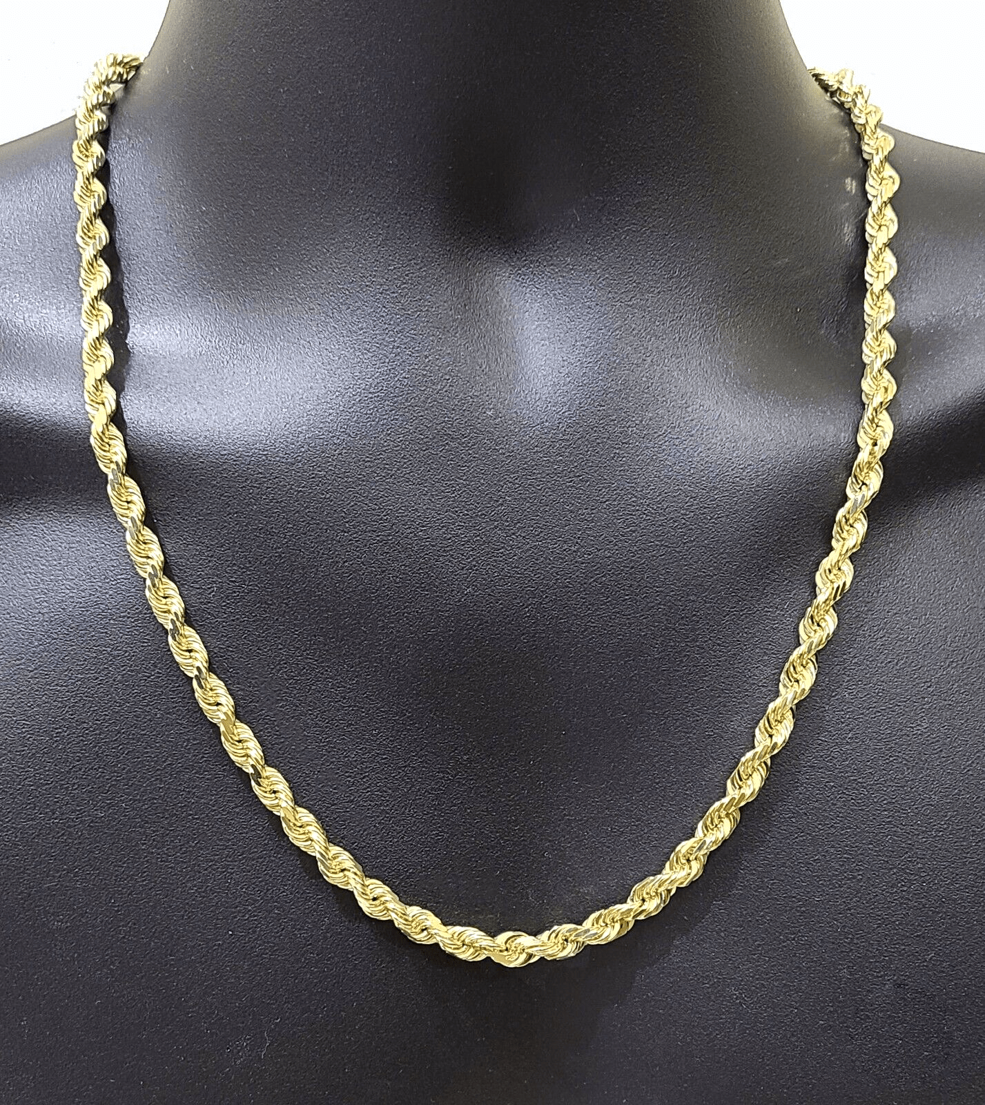 Real 10k Solid Yellow Gold Necklace Rope Chain 6mm 24" inch 10kt Unisex Chain - GoldenlinQ