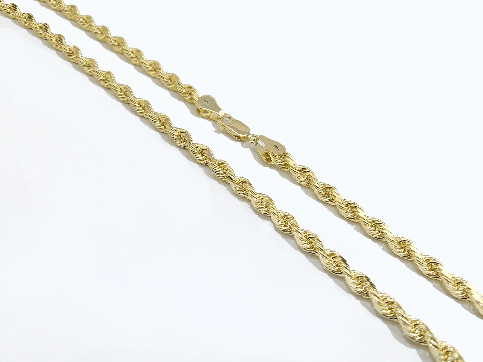 Real 10k Solid Yellow Gold Necklace Rope Chain 6mm 24" inch 10kt Unisex Chain - GoldenlinQ