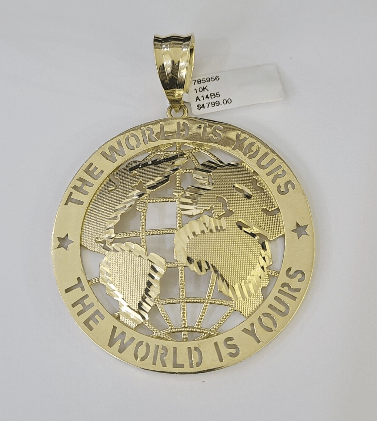 Real 10k The World is Yours Map Pendant Charm Yellow Gold Diamond Cut 10kt - GoldenlinQ