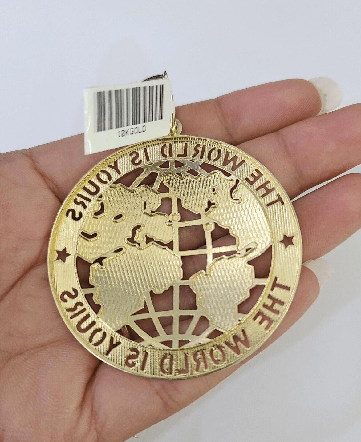 Real 10k The World is Yours Map Pendant Charm Yellow Gold Diamond Cut 10kt - GoldenlinQ