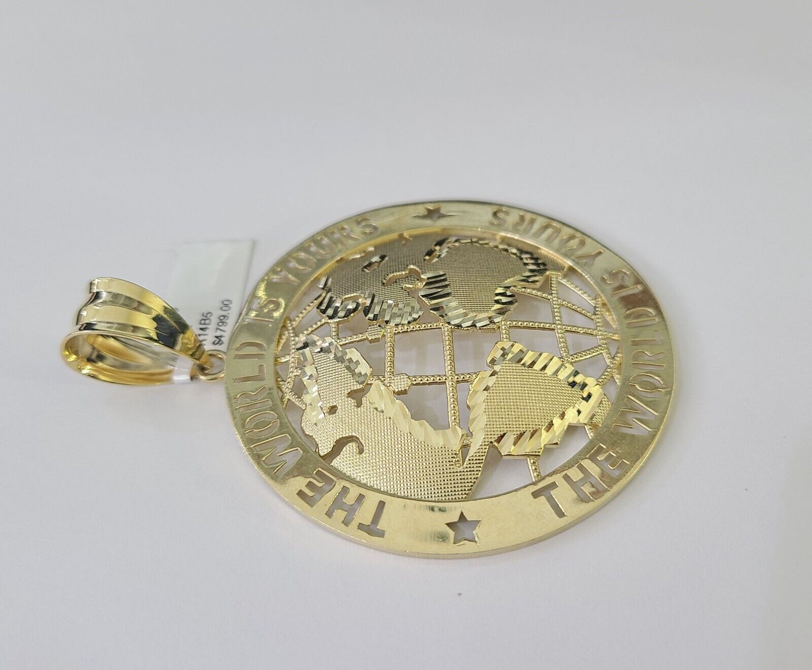 Real 10k The World is Yours Map Pendant Charm Yellow Gold Diamond Cut 10kt - GoldenlinQ