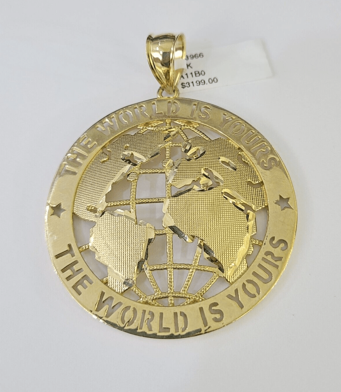 Real 10k The World is Yours Map Pendant Charm Yellow Gold Diamond Cut 10kt - GoldenlinQ