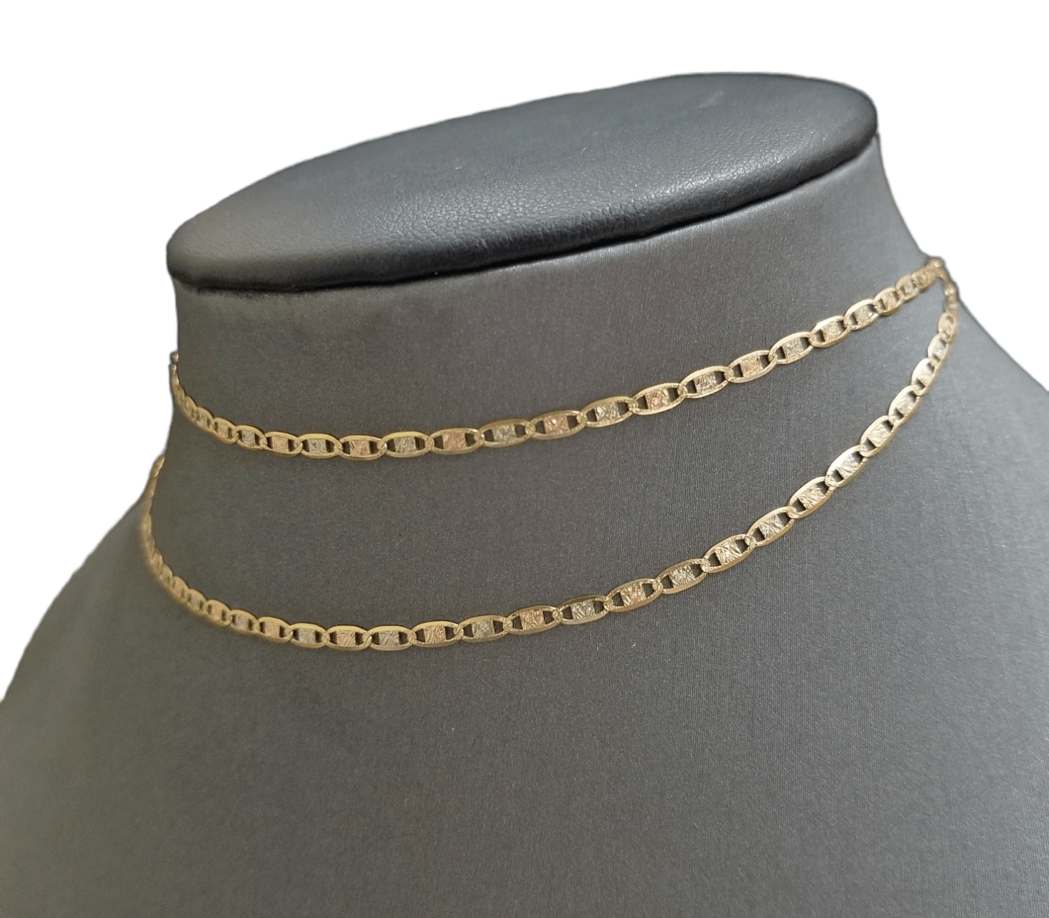 Real 10k Trio Gold Valentino Chain Necklace 2mm 20" Inch Lobster Lock - GoldenlinQ