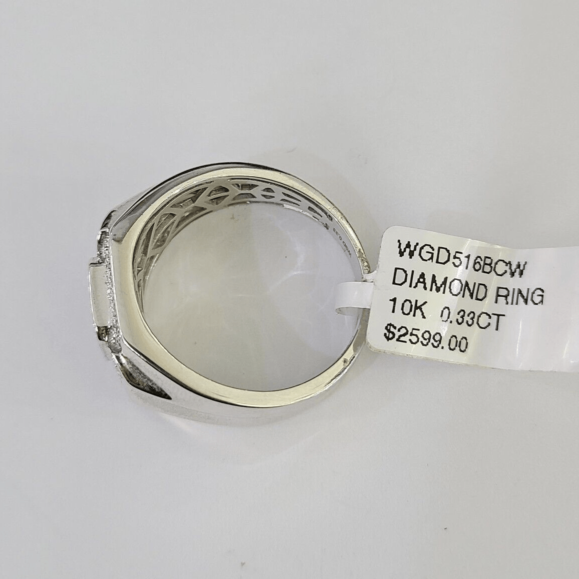 Real 10k White Diamond Ring White Gold Size 10 Mens Ring Genuine - GoldenlinQ