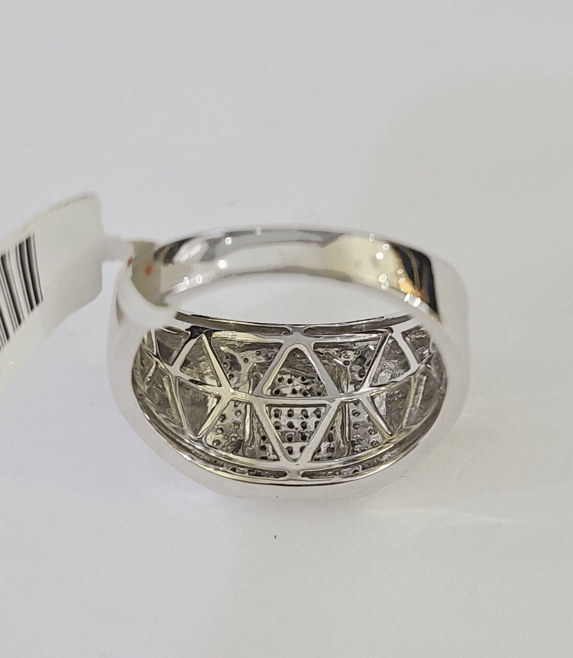 Real 10k White Diamond Ring White Gold Size 10 Mens Ring Genuine - GoldenlinQ