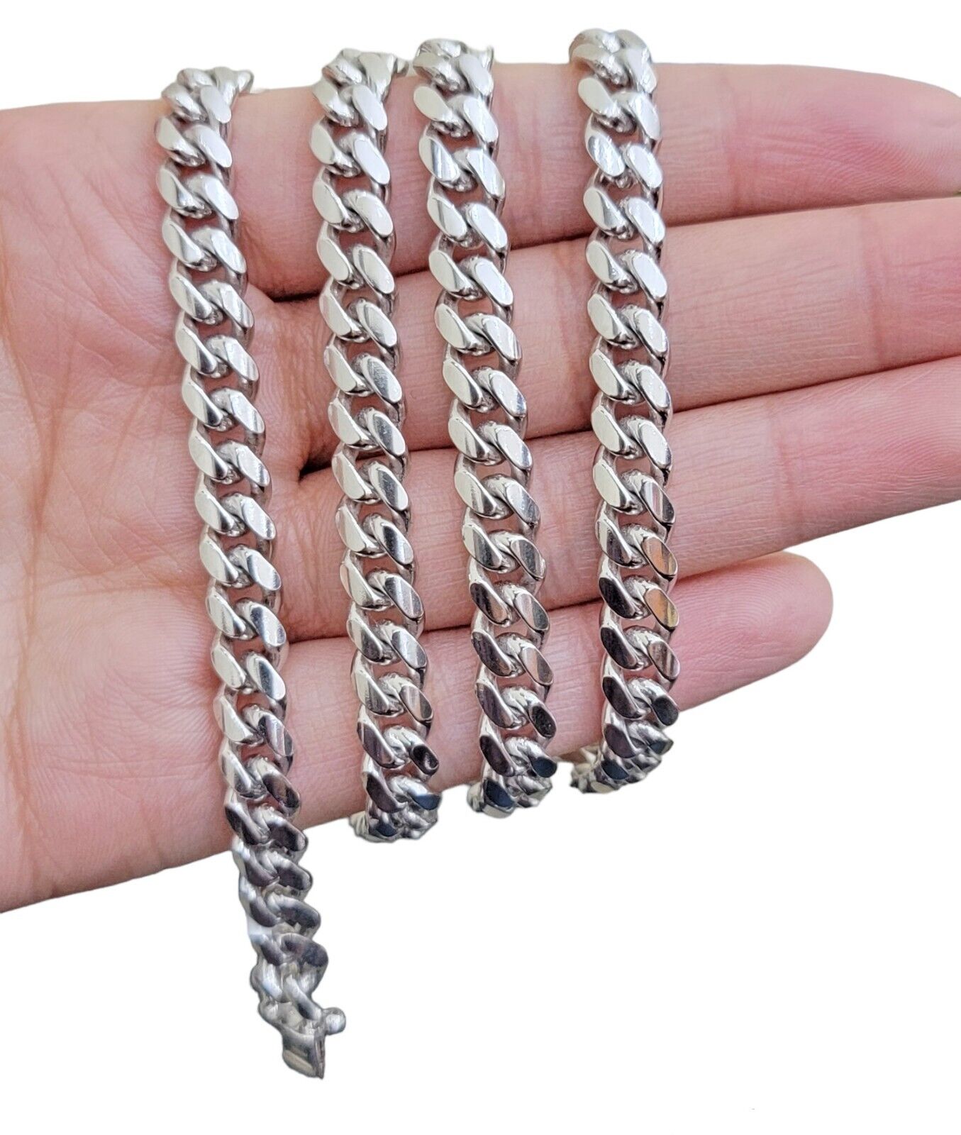 Real 10k White Gold Chain Necklace Miami Cuban Link 26 Inch 8mm 10KT SOLID MENS - GoldenlinQ