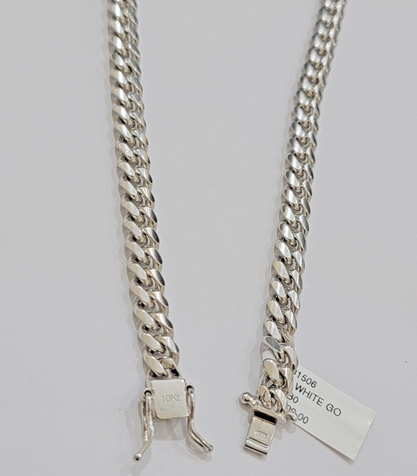 Real 10k White Gold Chain Necklace Miami Cuban Link 26 Inch 8mm 10KT SOLID MENS - GoldenlinQ