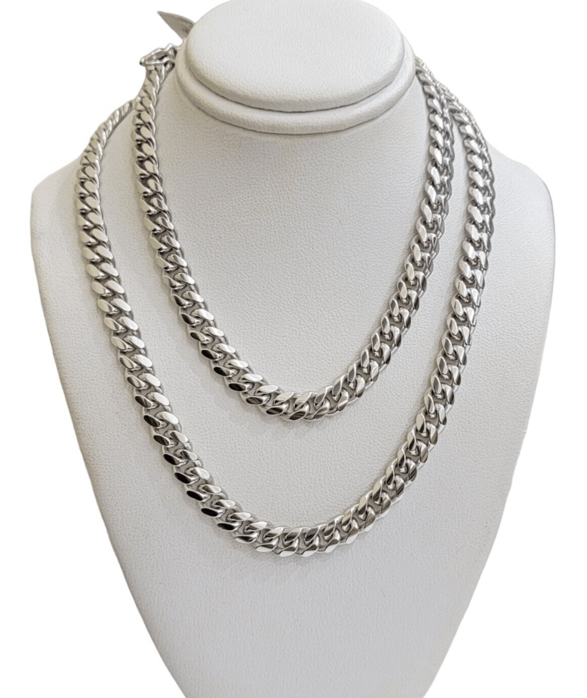 Real 10k White Gold Chain Necklace Miami Cuban Link 26 Inch 8mm 10KT SOLID MENS - GoldenlinQ