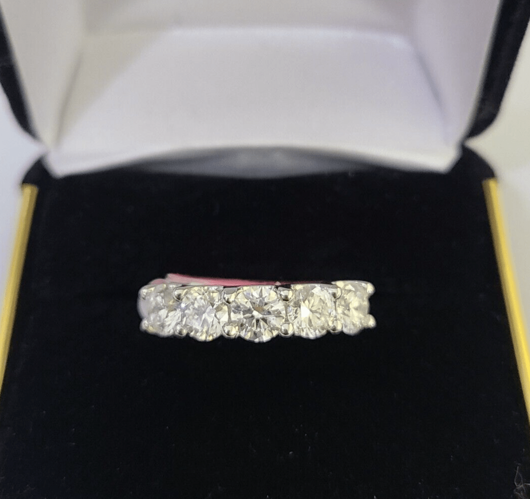 Real 10k White Gold Diamond Ladies Ring Lab Created Women Engagement Wedding - GoldenlinQ