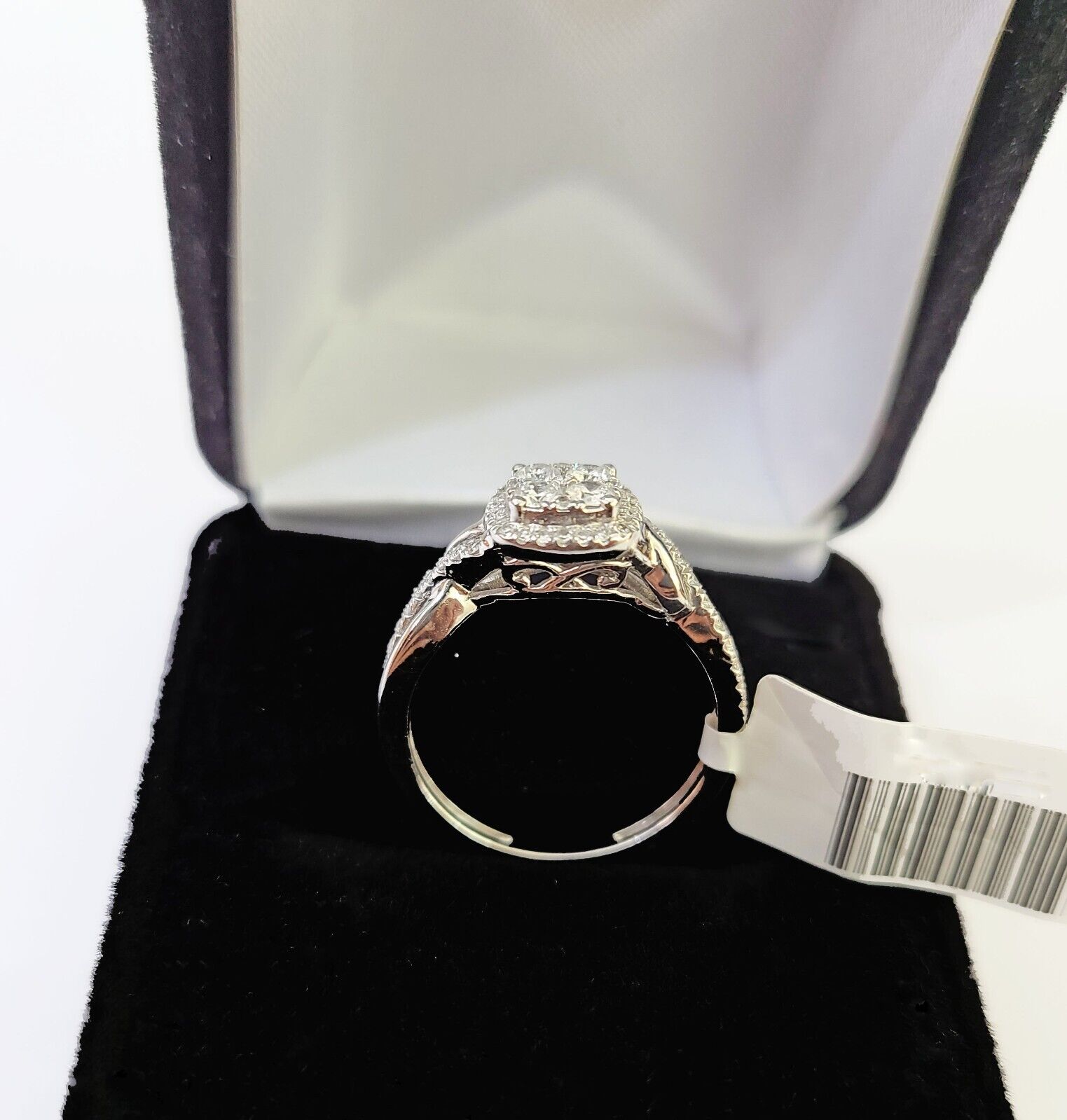 REAL 10k White Gold Diamond Ring 0.75 CT Square Shaped Ladies Engagement Wedding - GoldenlinQ