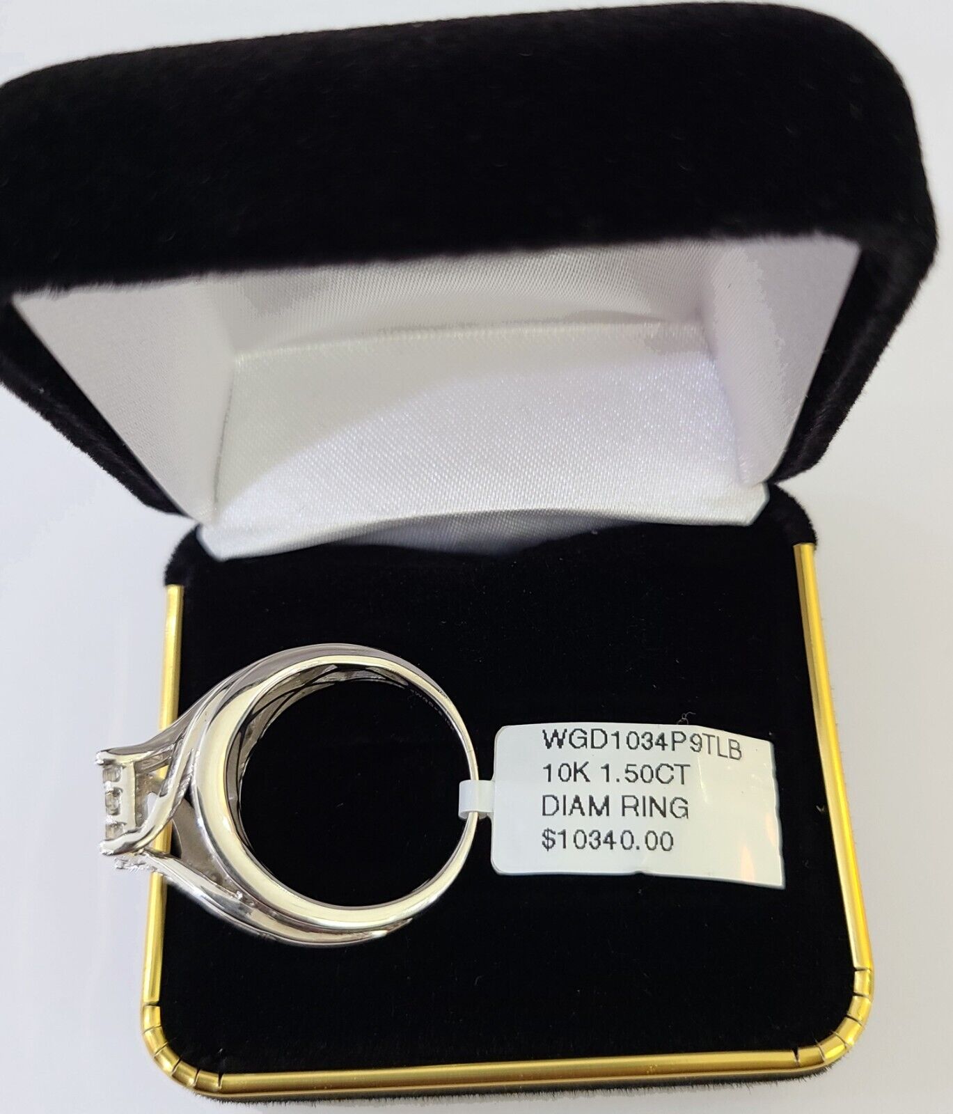 REAL 10k White Gold Diamond Ring 1.50 CT Size 7 Square Shaped Engagement Ring - GoldenlinQ