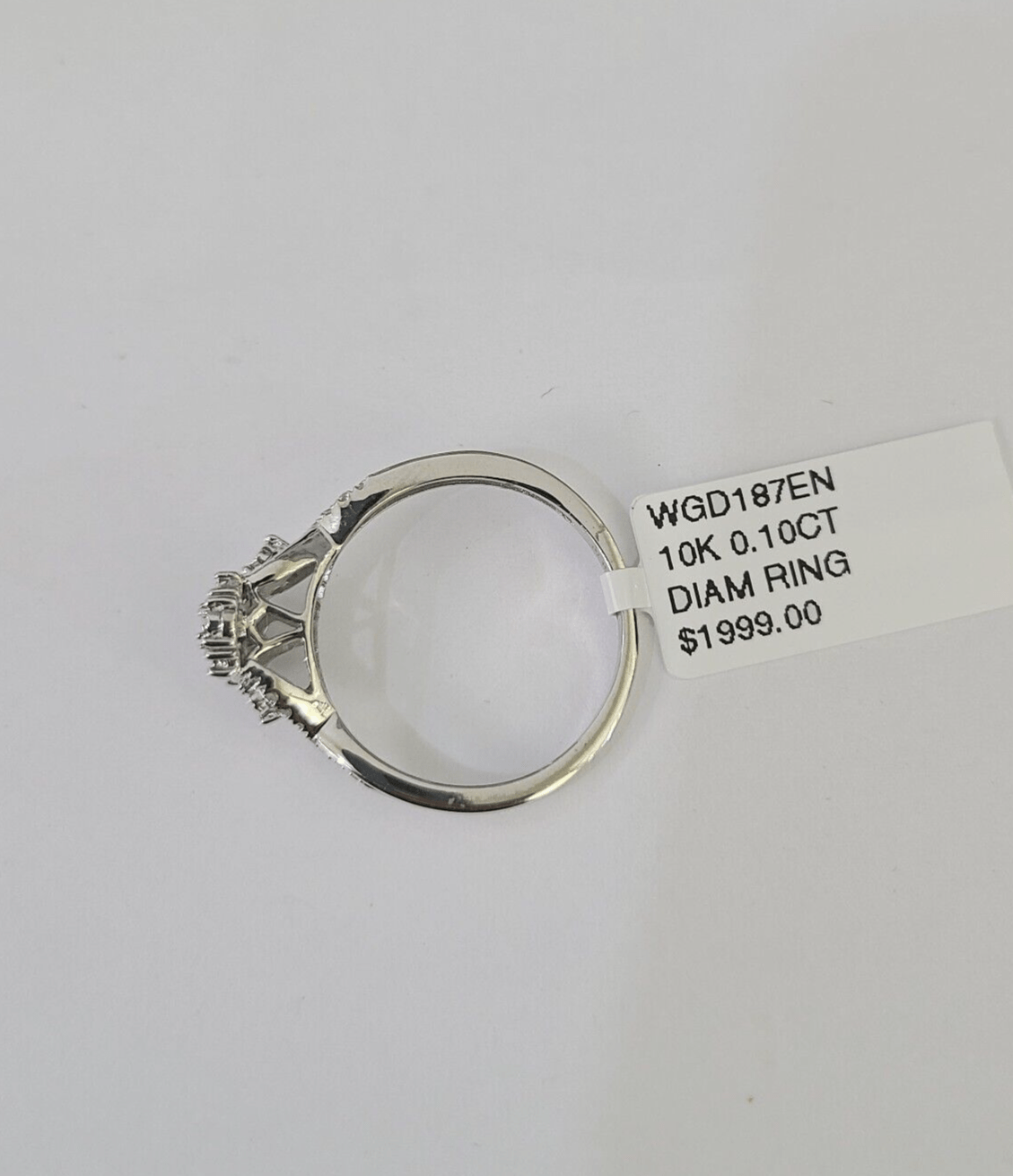 REAL 10k White Gold Diamond Ring Casual Engagement Ring Genuine - GoldenlinQ