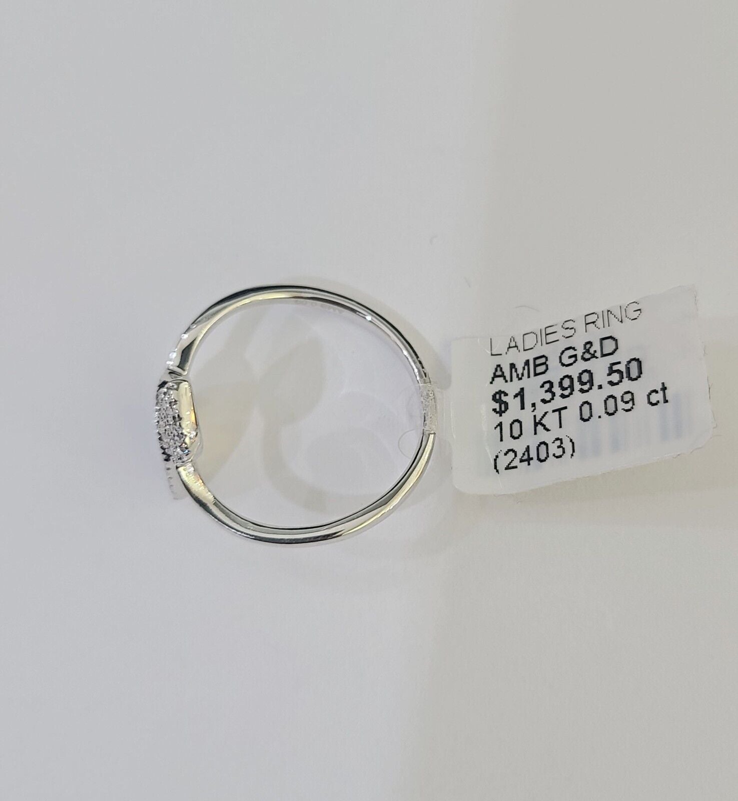 REAL 10k White Gold Diamond Ring Leaf Shaped Casual Engagement Ring Genuine - GoldenlinQ