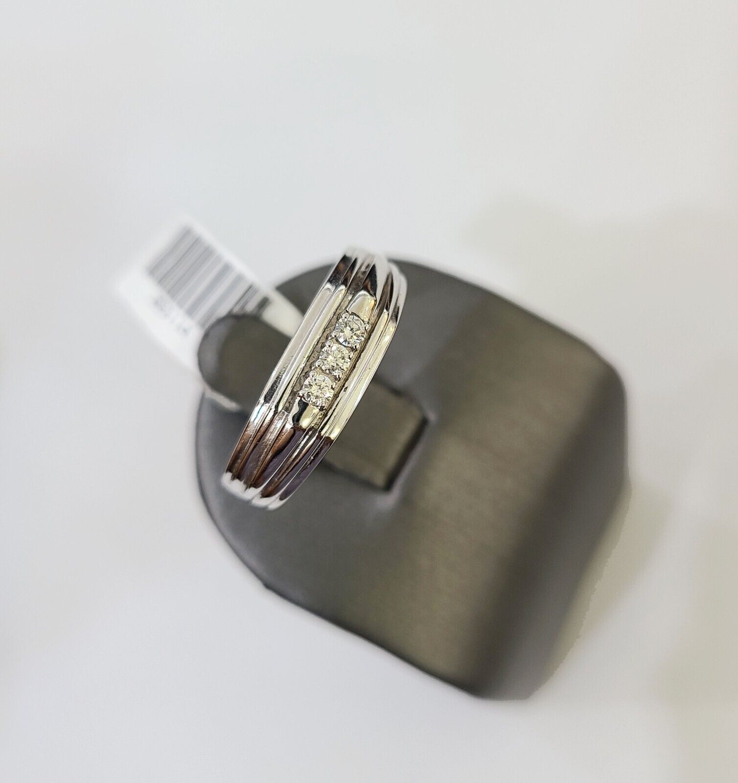 REAL 10k White Gold Diamond Ring Mens Wedding Engagement Ring Genuine - GoldenlinQ