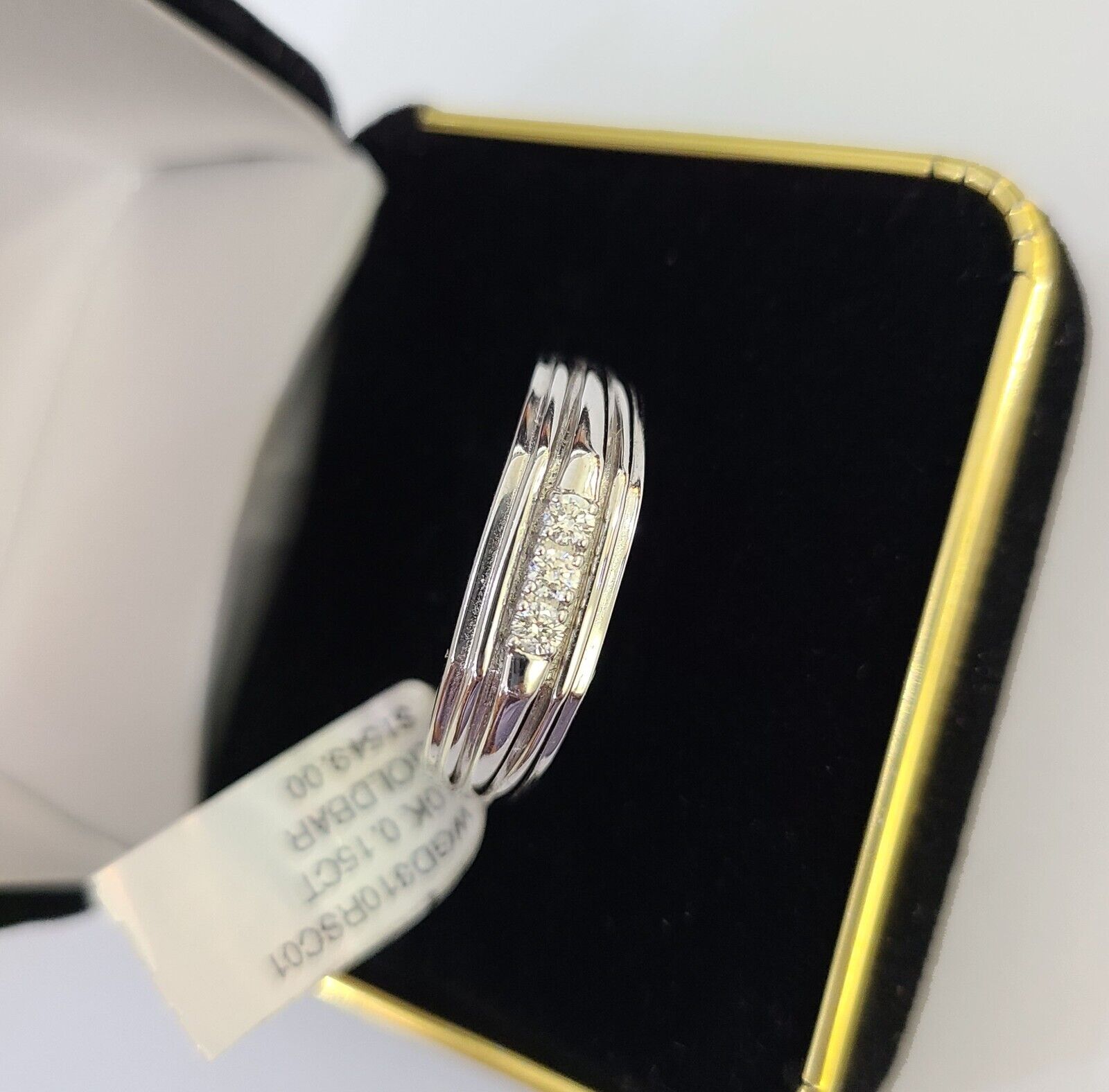 REAL 10k White Gold Diamond Ring Mens Wedding Engagement Ring Genuine - GoldenlinQ