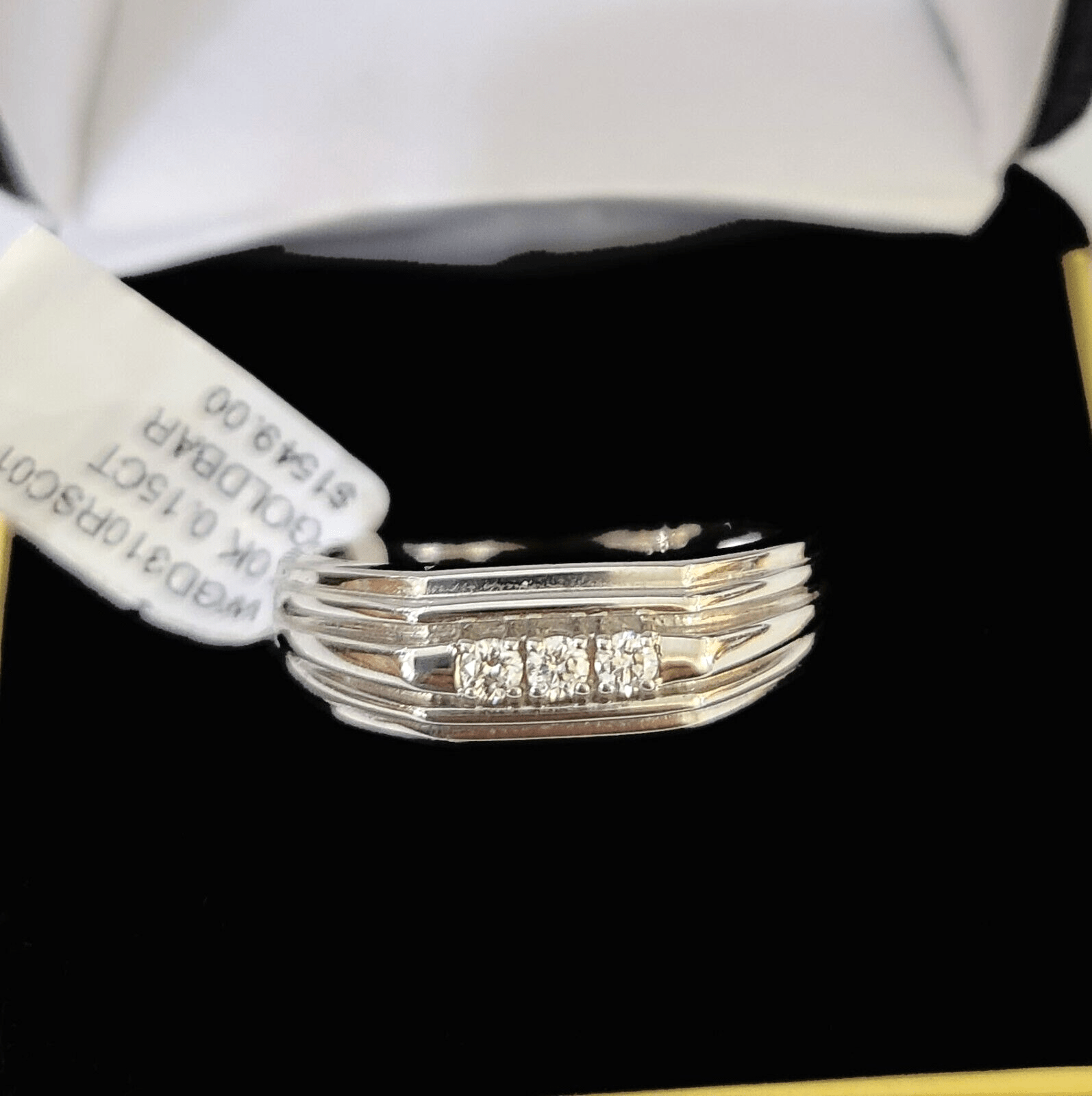 REAL 10k White Gold Diamond Ring Mens Wedding Engagement Ring Genuine - GoldenlinQ