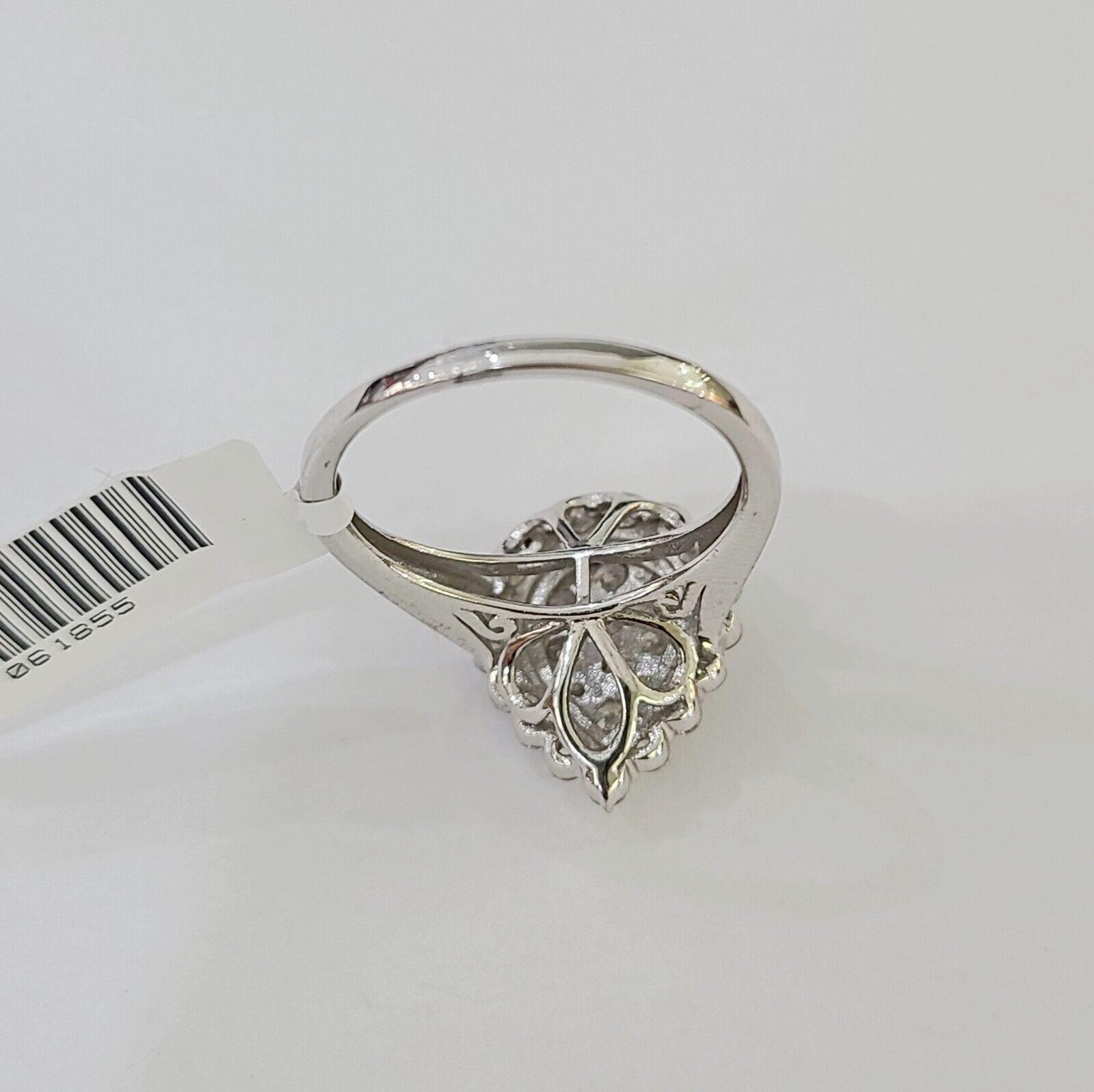 REAL 10k White Gold Diamond Ring Pear Shape Wedding Engagement Ring Genuine - GoldenlinQ