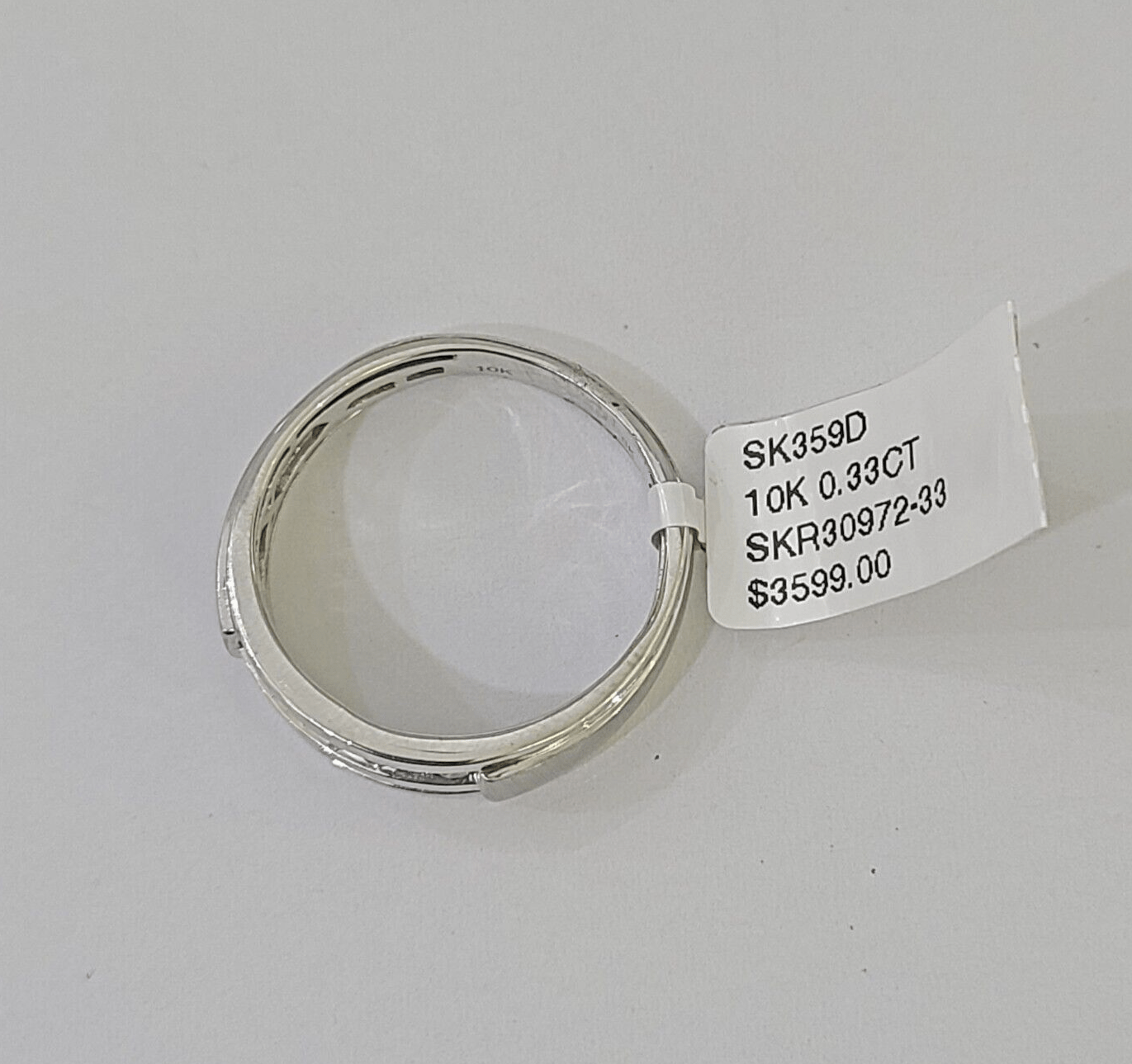 REAL 10k White Gold Diamond Ring Two Row Wedding Engagement Ring Genuine - GoldenlinQ