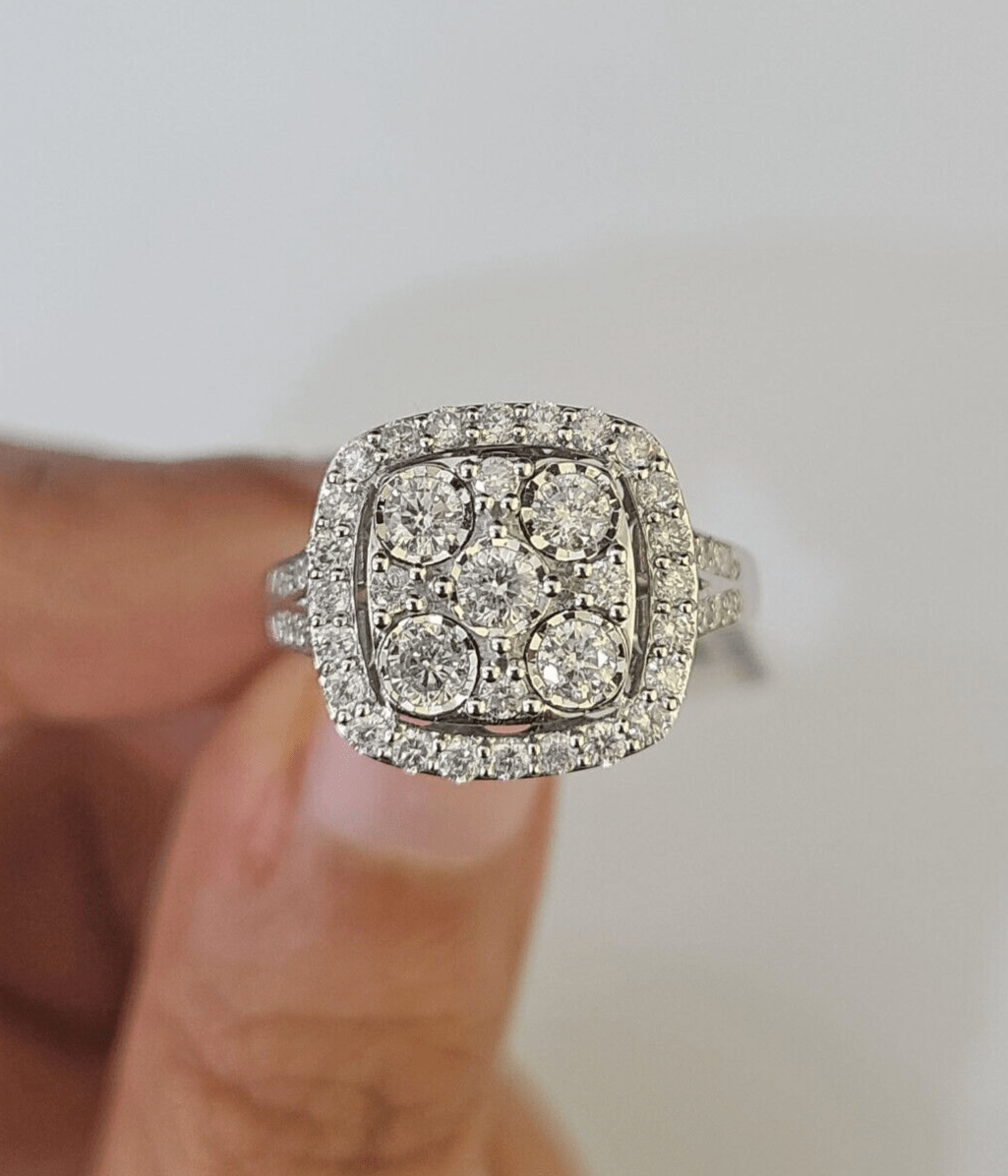 REAL 10k White Gold Diamond Ring Wedding Engagement Ring Genuine - GoldenlinQ