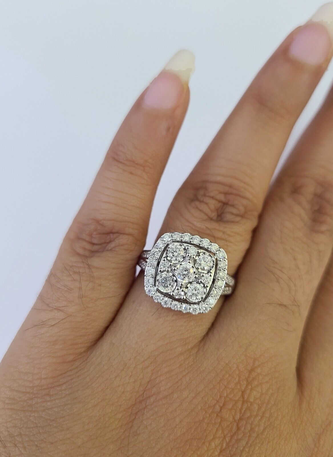 REAL 10k White Gold Diamond Ring Wedding Engagement Ring Genuine - GoldenlinQ