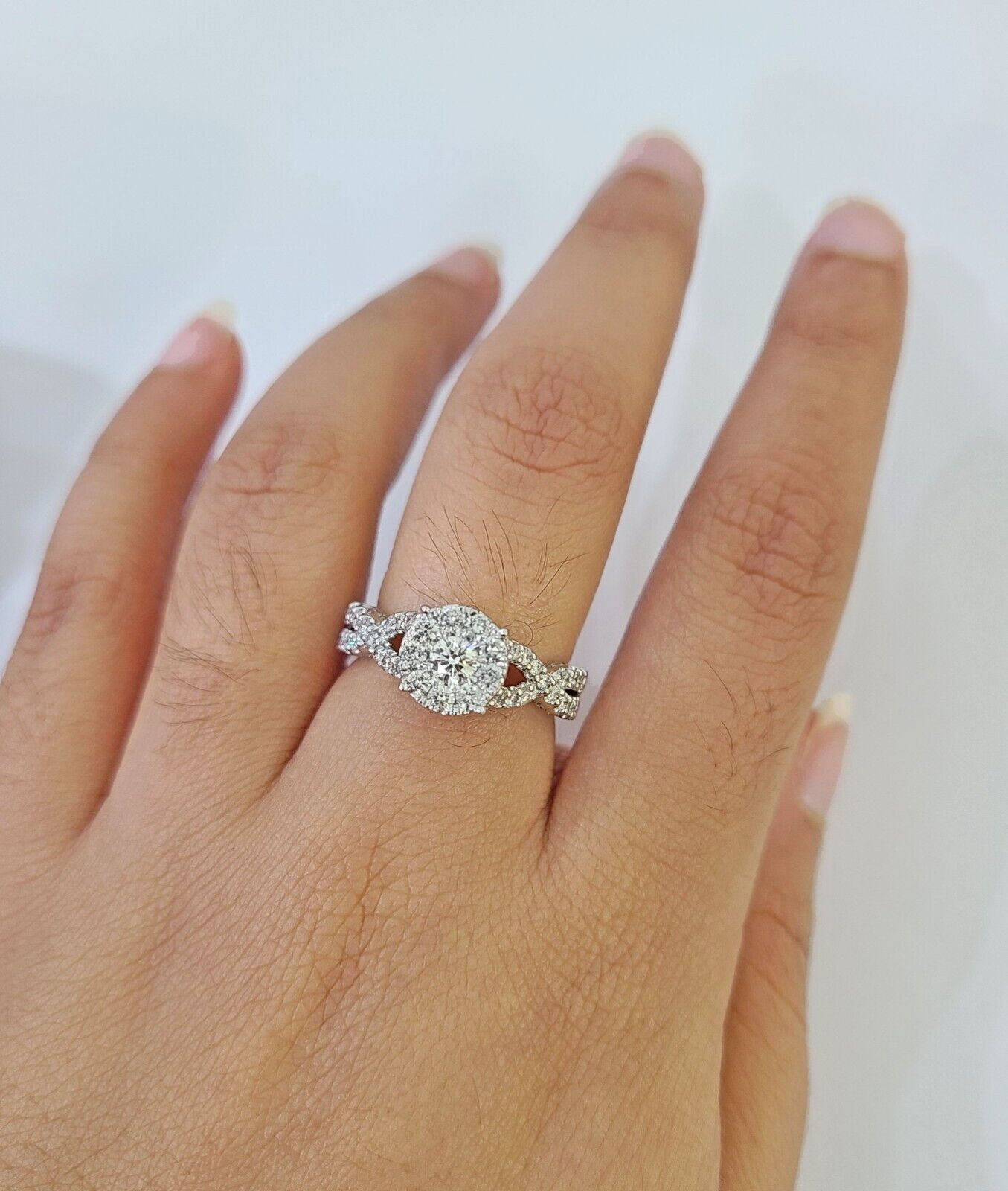 REAL 10k White Gold Diamond Ring Wedding Engagement Ring Genuine - GoldenlinQ