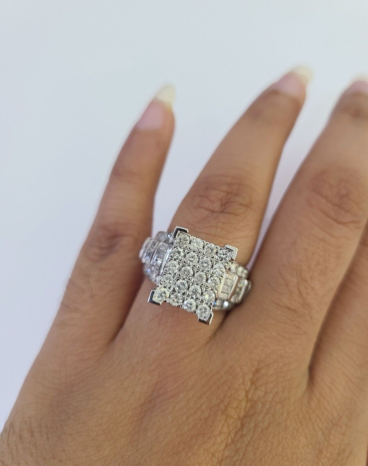 REAL 10k White Gold Diamond Ring Wedding Engagement Ring Genuine Bridal - GoldenlinQ