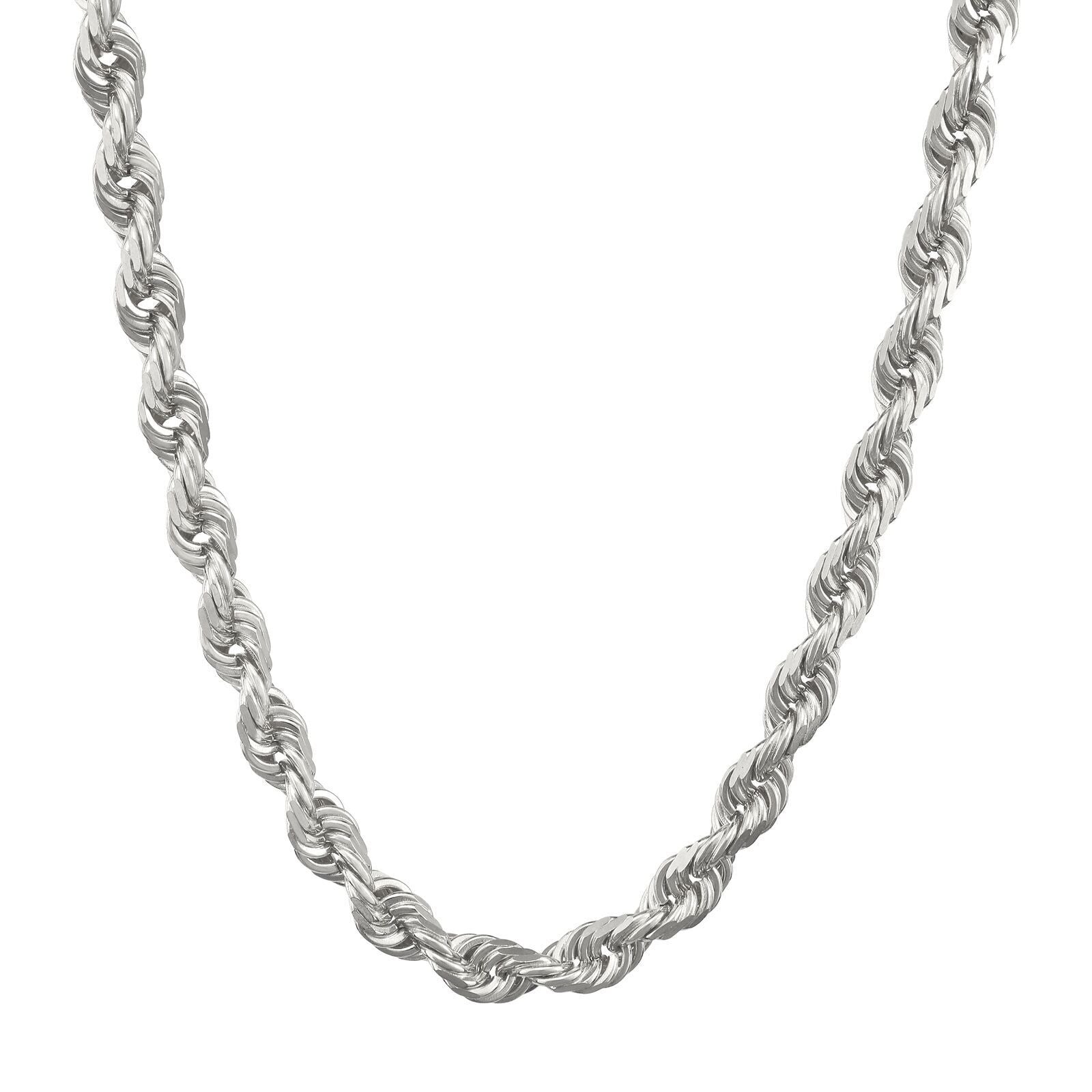 Real 10K White Gold Rope Chain 6mm Necklace 20 - 24'' Inches Lobster Lock 10kt - GoldenlinQ
