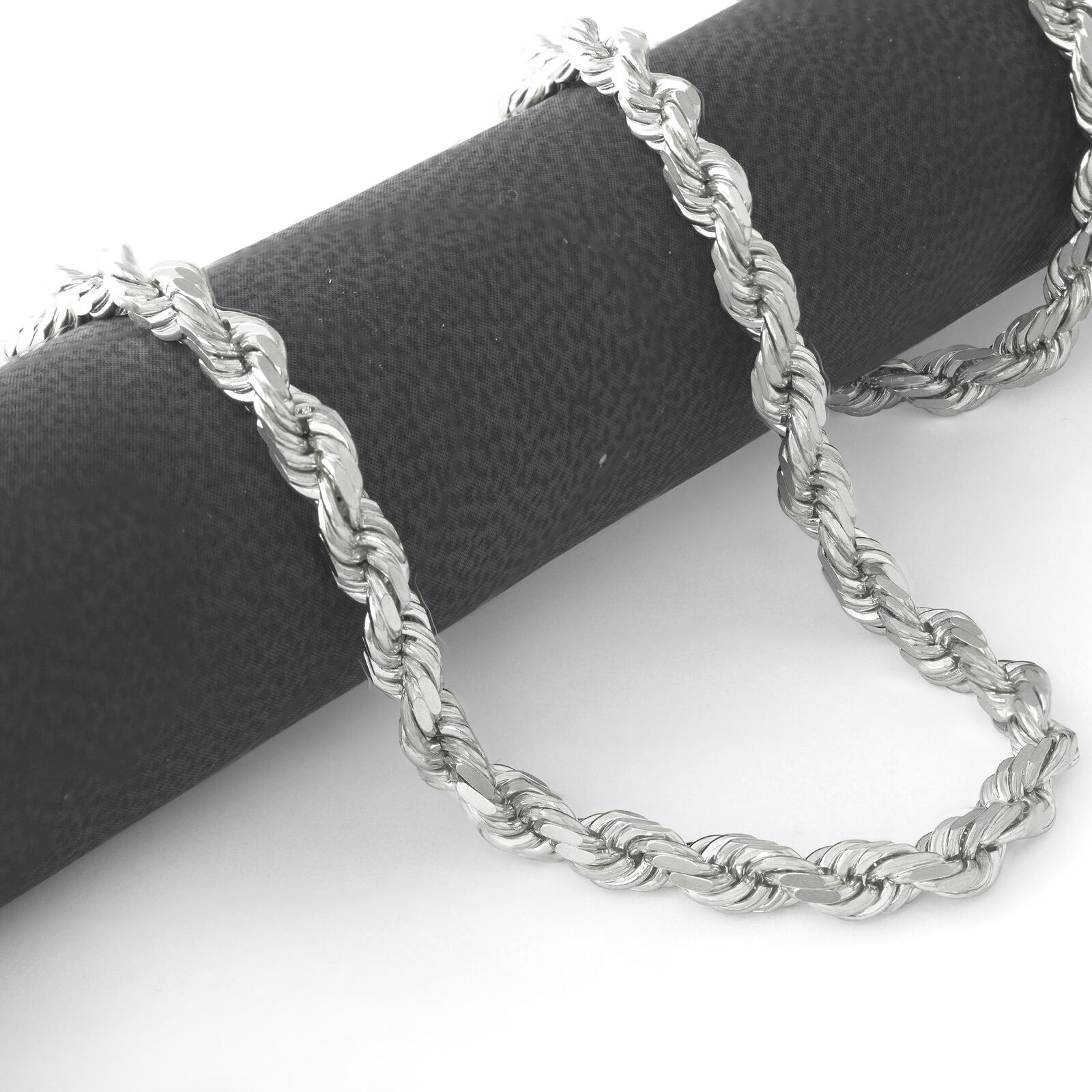 Real 10K White Gold Rope Chain 6mm Necklace 22'' Inches Lobster Lock 10kt - GoldenlinQ