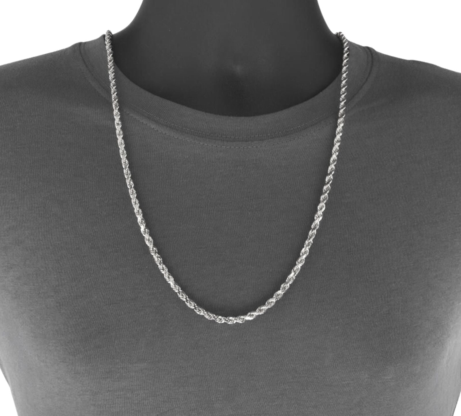 Real 10K White Gold Rope Chain 6mm Necklace 24'' Inches Lobster Lock 10kt - GoldenlinQ