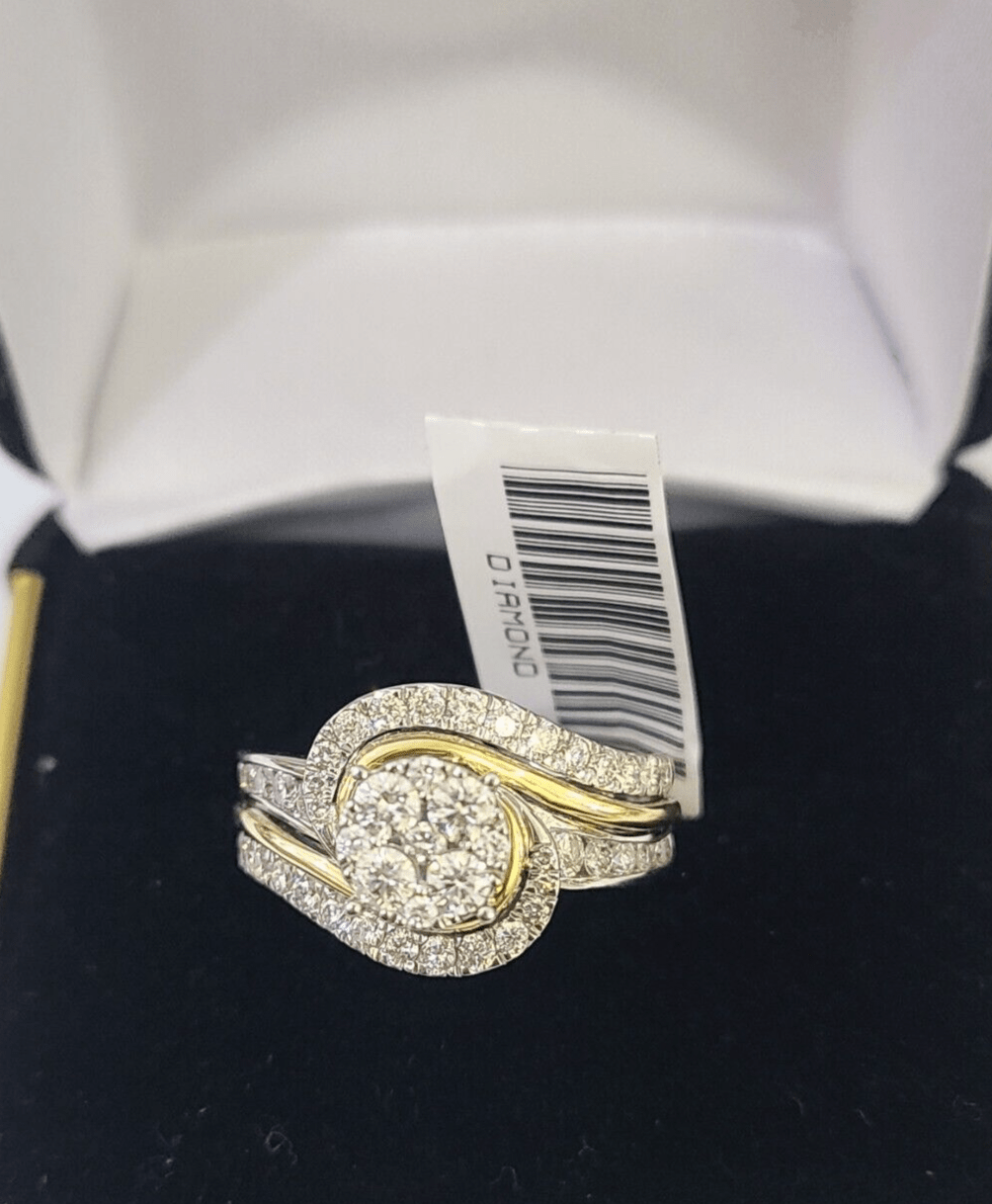 Real 10k White Yellow Gold Diamond Ring Womens Ring Genuine 10Kt - GoldenlinQ
