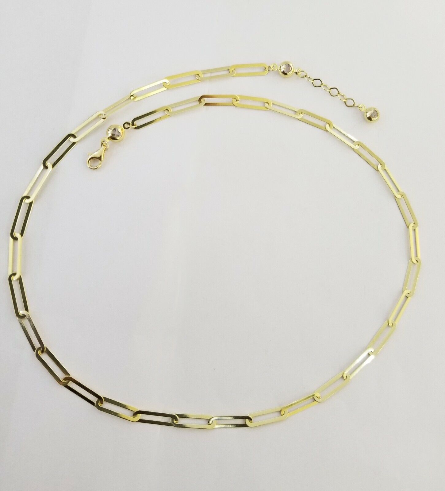 Real 10k Women Paperclip Chain 4mm 16" lobster Clasp Yellow Gold Necklace - GoldenlinQ