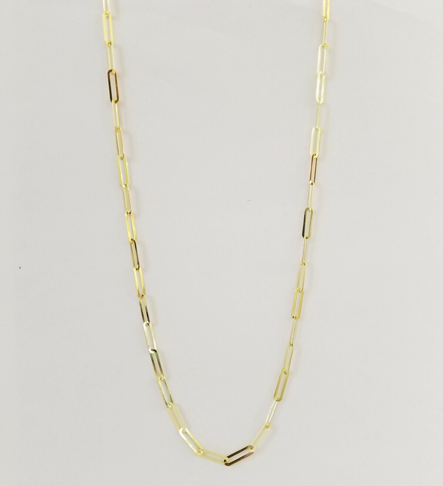 Real 10k Women Paperclip Chain 4mm 22" lobster Clasp 10kt yellow Gold necklace - GoldenlinQ