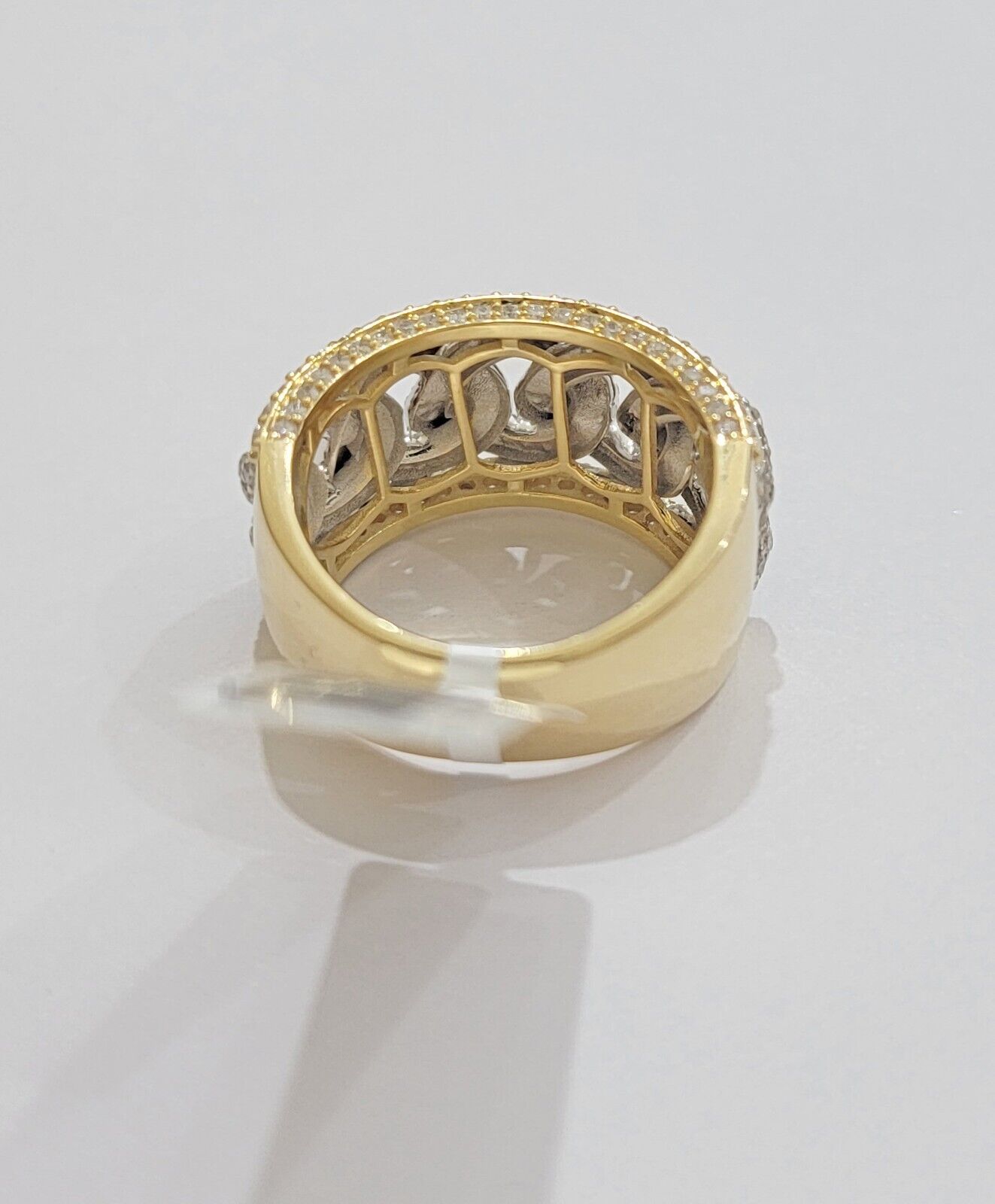 Real 10k Yellow Diamond Miami cuban Link Ring Mens Band 2.5 Ct Round Cut GENUINE - GoldenlinQ